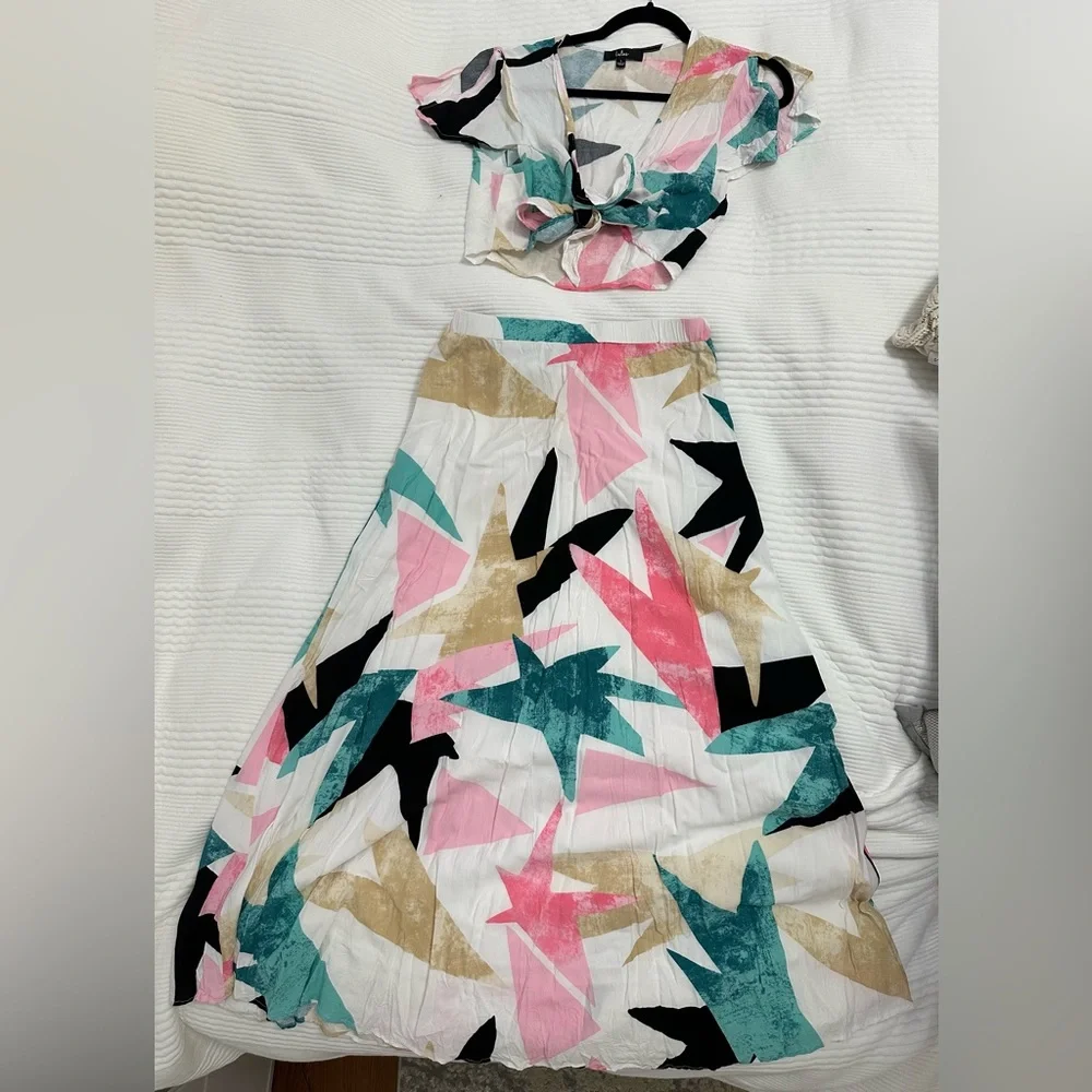 Lulu's Multicolor Abstract 2 Piece - Picture 1 of 5